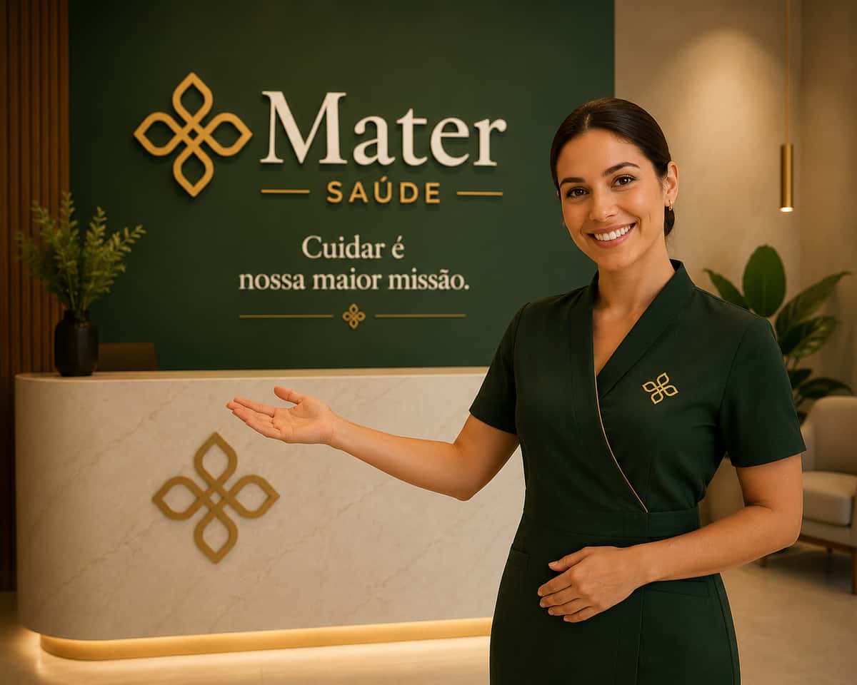 Recepção da Mater Saúde, clínica médica na Ilha do Leite em Recife